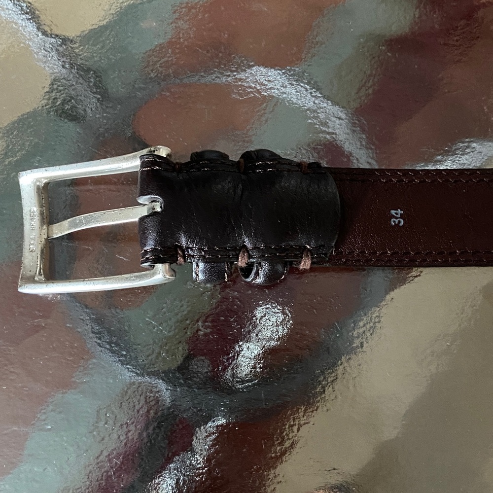 Brown Leather Belt 34 - Picture 5 of 8